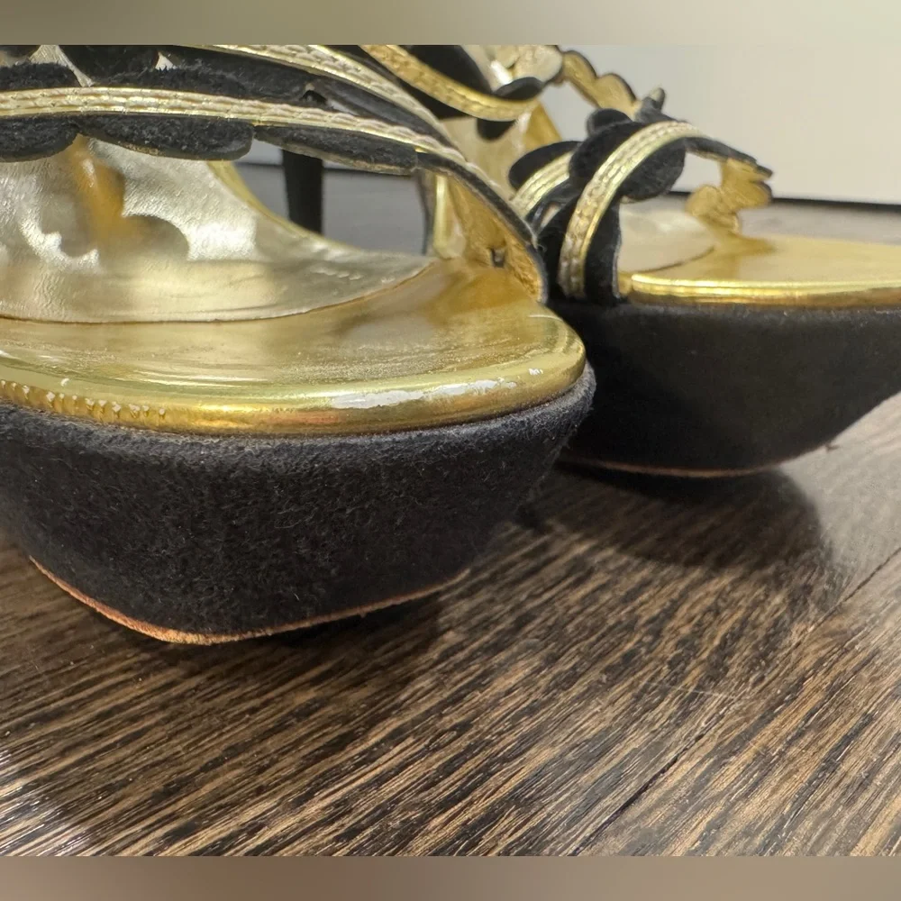Claudia Ciuti • Black & Gold High Heel Sandals (9.5M-run small) Made in Italy